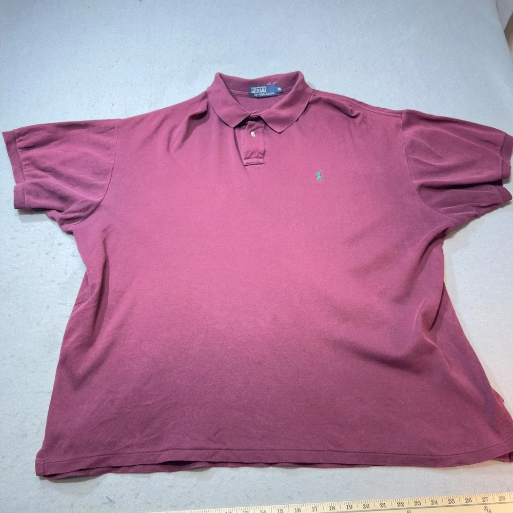 Polo Ralph Lauren Polo Shirt Mens XXL Burgundy Good Short Sleeve‎ Logo